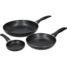 Image of KitchenCraft 3‑Piece Non‑Stick Frying Pan Set – 28/20/12cm Aluminium Cookware