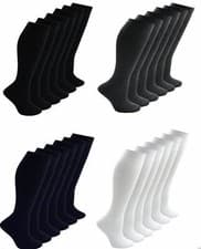 Image of 1-24 Pack 100% Cotton Premium Mens Womens Ladies Crew Socks Ankle Uniform Socks