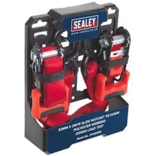 Image of Sealey Slide Ratchet Tie Down 32mmx3m Polyester Webbing S Hooks 1200kg