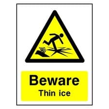 Image of Beware Thin Ice Sign or Sticker | WATE0025