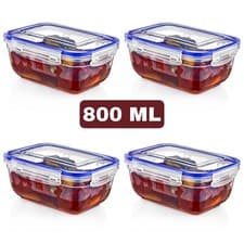 Image of 4 x 800ML Airtight Food Storage Containers-Clip-Seal Lock with lids & BPA Free