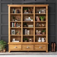 Image of Bookcase Cheshire Oak Extra Large Grand Library Home Furniture Storage Unit