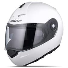 Image of Flip-Up Helmet Schuberth C3 Pro Glossy White Mono Bianco Doppia Visiera In Fibra