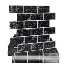 Image of WoStick 10Sheets Upgrade 2.5mm Thicker Kitchen Peel and Stick Tiles | Black S...