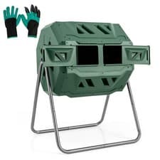 Image of COSTWAY 360° Rotatable Compost Bin 160L Dual Chamber Composting Tumbler