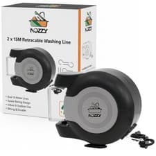 Image of 30m Retractable Clothes Reel Double Washing Line Wall Mounted Outdoor