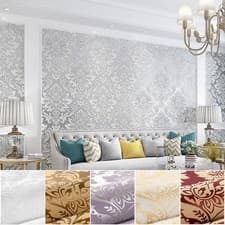 Image of 9.5M Luxury European Damask 6 colors Embossed Textured Non-woven Wallpaper Roll