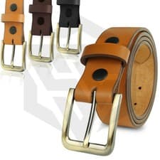 Image of Men's Real Leather Belt, Black, Brown, Tan Belts with Premium Quality Buckle