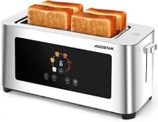 Image of Long Slot Toaster Stainless Steel, Extra-Wide Slots, Digital Touch Control, 6 B