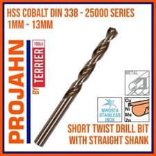 Image of 1mm - 13mm HSS Cobalt Jobber DIN 338 Short Twist Drill Bits Projahn 25000 Series
