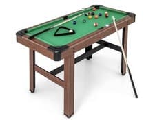 Image of 121.92cm Pool Table, Wooden Billiard Table With 16 Balls, 2 Cues, 2 Chalks, Tria