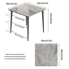 Image of Grey White Marble Dining Table 4 Seater Contemporary Style with Metal Frame Legs