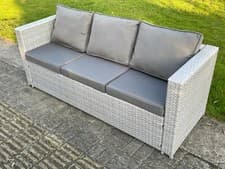 Image of Fimous Outdoor Rattan 3 Seater Lounge Garden Furniture Sofa With Cushion Patio