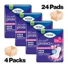 Image of TENA Lady Discreet Maxi Night - 4 Packs of 6 - Incontinence Pads For Women