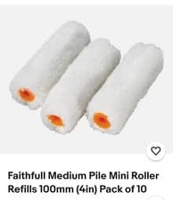 Image of Faithfull Medium Pile Mini Roller Refills 100mm (4in) Pack of 10