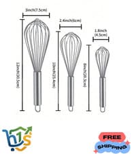 Image of 1pc/3pcs Stainless Steel Balloon Whisk Set Mixing Beating Blending And Stirring