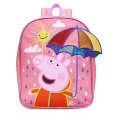 Image of Girls Peppa Pig Backpack Rainy Days Pre School Nursery Small Pink