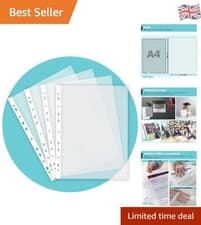 Image of 25 Pack of A4 Clear Plastic Pockets - Durable & Water Resistant File Protectors
