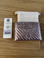 Image of Tory Burch Emerson Metallica Quilted Slim Card Case Brand New
