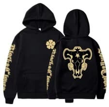 Image of Black Clover Anime Hoodie Black Bulls All Ages/Genders Sizes S/M/L