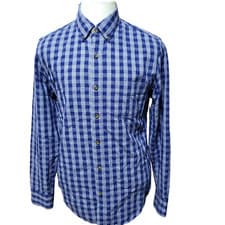 Image of J.Crew Jaspe Men's Size M Blue Check Cotton Casual Shirt