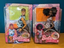 Image of NEW BOXED Barbie doll with Wheelchair & Ramp and Barbie Ken on Wheelchair & Ramp