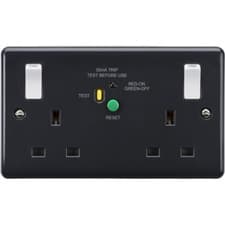Image of 13A Double Gang RCD Switched Plug Socket 30mA Part M Compliant Knightsbridge