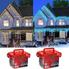 Image of 360/2000 WHITE CHRISTMAS ICICLE LIGHTS LED SNOWING OUTDOOR XMAS CHASER IN TUB
