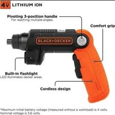 Image of Black and Decker BDCSFL20C-QW Screwdriver 3.6V Adjustable Handle Integrated
