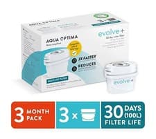 Image of Aqua Optima Evolve+ 30 Day Water Filter Cartridge-White,Pack of 3+60 Day Filter