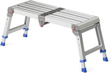 Image of Aluminum Folding Work Platform, Adjustable Height Step Stool, 500 lbs Capacity