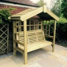 Image of Churnet Valley 3 Seater Garden Arbour Wooden Bench Trellis Outdoor Seat Patio UK