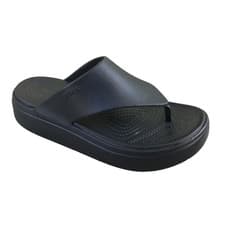 Image of NWT Crocs Getaway Platform Flip Sandals Women 7 Black Beach Summer Wedge Chunky