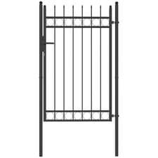 Image of Outsunny Galvanised Steel Garden Fence Gate Security Barrier with Lock, Keys