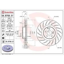 Image of Brembo Prime Line UV Coated Vented Brake Disc - Drilled 09.B769.51 Fits Mercedes