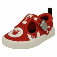 Image of Clarks Disney Toddlers Girls City Polka T T-Bar Canvas Casual Pumps F Fit UK 4.5