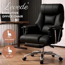 Image of Executive Office Chair Heavy Duty Wide Spring Cushion Recliner Footrest 150kg