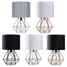 Image of Bedside Table Lamp Industrial Metal Living Room Desk Light Geometric LED Bulb