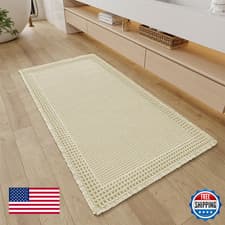 Image of RESARE Waffle Bathroom Runner Rug Non-Slip Ultra Soft 24x48 Boho Washable Quick 