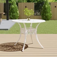 Image of Outdoor Patio End Table Round Cast aluminum Garden Furniture Side Tables Dining