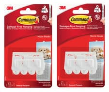 Image of 3M Command Micro Hooks - 3 Piece (17066) - hold 225g x2