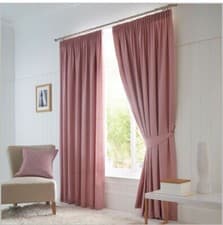 Image of Fusion Dijon Blackout Pencil Pleat Fully Lined Curtains Pair Blush Pink