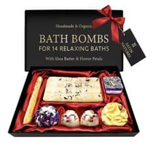 Image of Satin Naturel Luxury Gift For Women Bath Bombs 7pcs Essential Oils Shea Butter