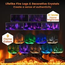 Image of 36 Inch Electric c Wall-Mounted Recessed Free-Standing Fireplace