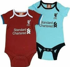 Image of LIVERPOOL FC BABIES FOOTBALL KIT BODY PRAM SUIT BABY GROW VEST x 2 LFC