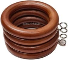 Image of 45mm Wooden Curtain Hanging Ring Hooks With Eyes Oak real Wood Curtain Pole Ring