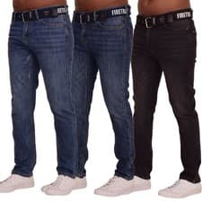 Image of Firetrap Mens Slim Fit Stretch Denim Jeans Zip Fly Classic Cotton Designer