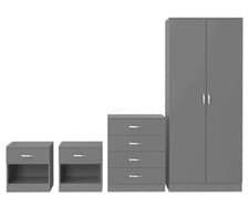 Image of 4 Piece Bedroom Furniture Set Chest of Drawers Wardrobe Bedside Cabinet Table