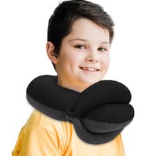 Image of BUYUE Travel Neck Pillow Set with Eye Mask & Earplugs – 360° Head Support Grey