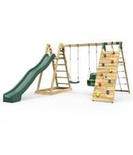 Image of Rebo Wooden Pyramid Climbing Frame with Swings & 8.7ft Water Slide Cora Linn